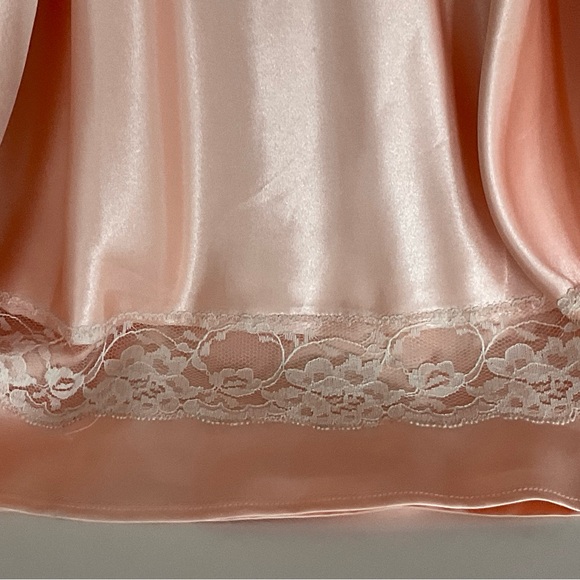 Madison Studio Satin Chemise and Robe Set in Soft Peach - Picture 5 of 9